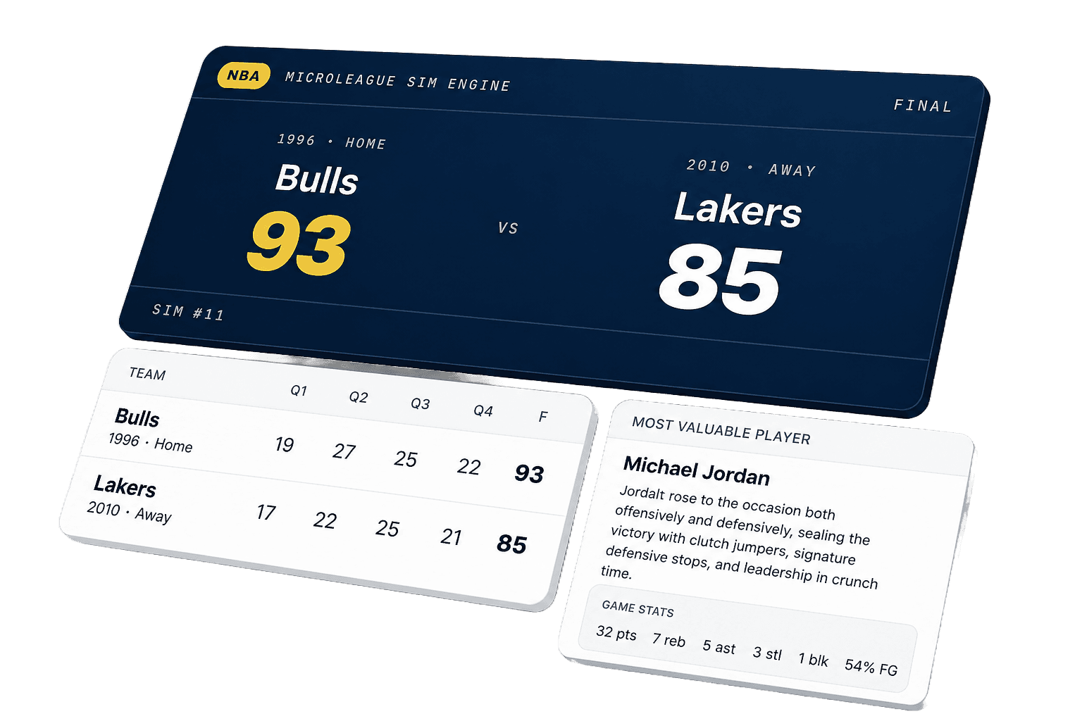 MicroLeague Sim Engine mockup 1