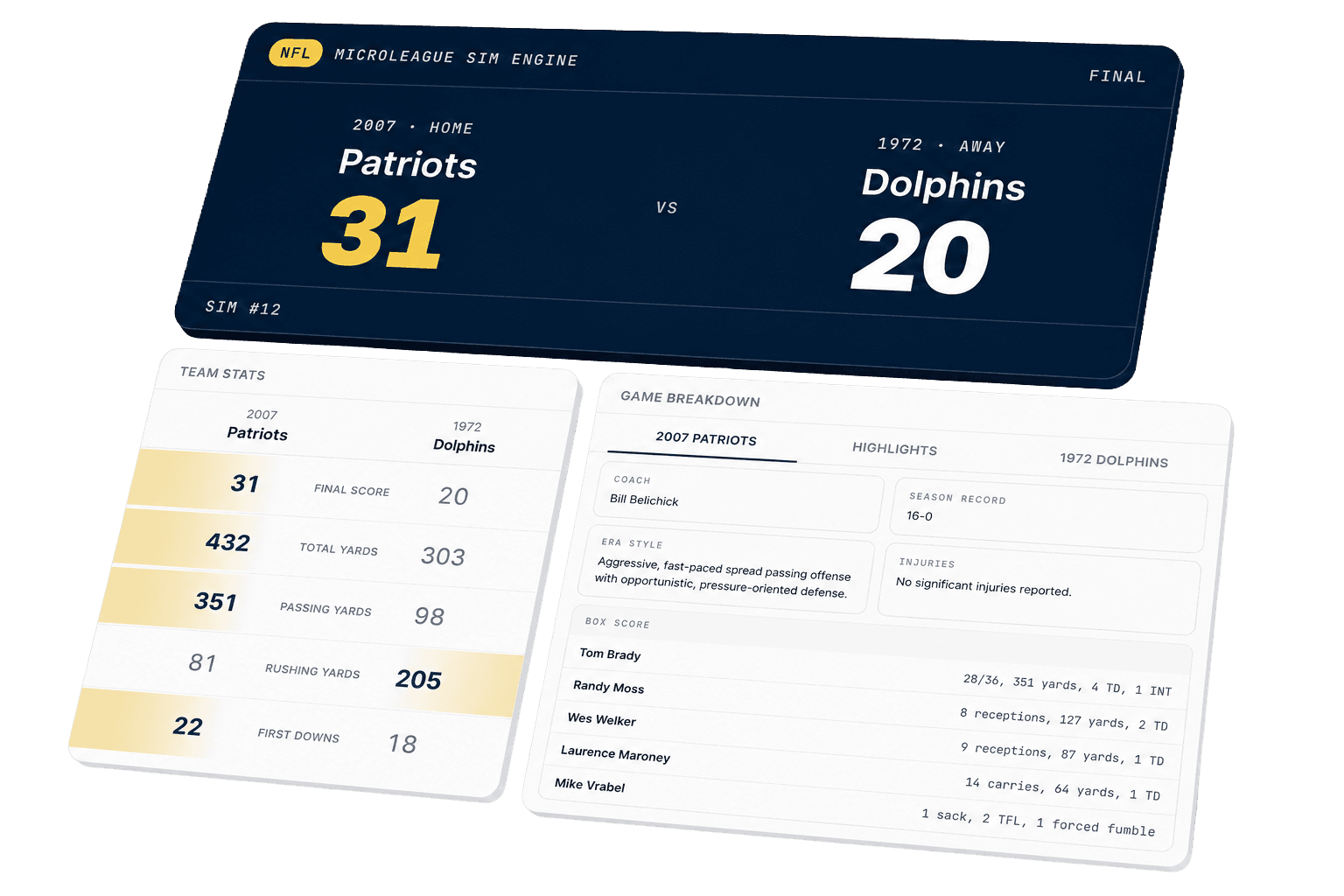 MicroLeague Sim Engine mockup 2